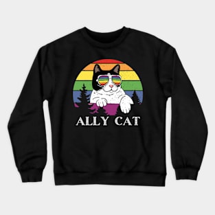 LGBT Ally Cat Be Kind Gay Rainbow Funny LGBTQ Crewneck Sweatshirt